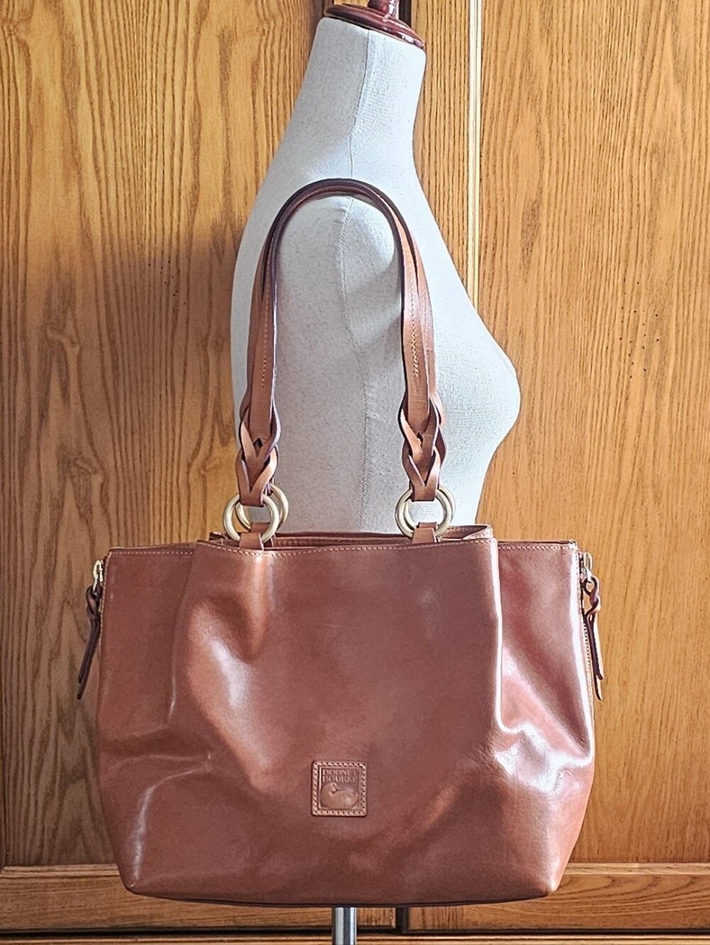 Dooney & Bourke Large Zip Barlow Leather Tote with Braided Straps